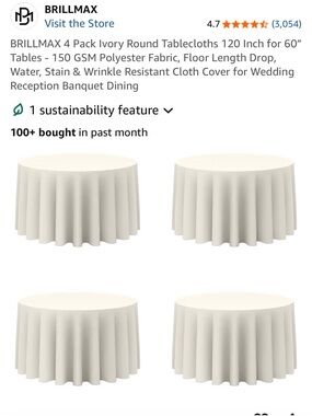Ivory Round Tablecloths - 4 Pack